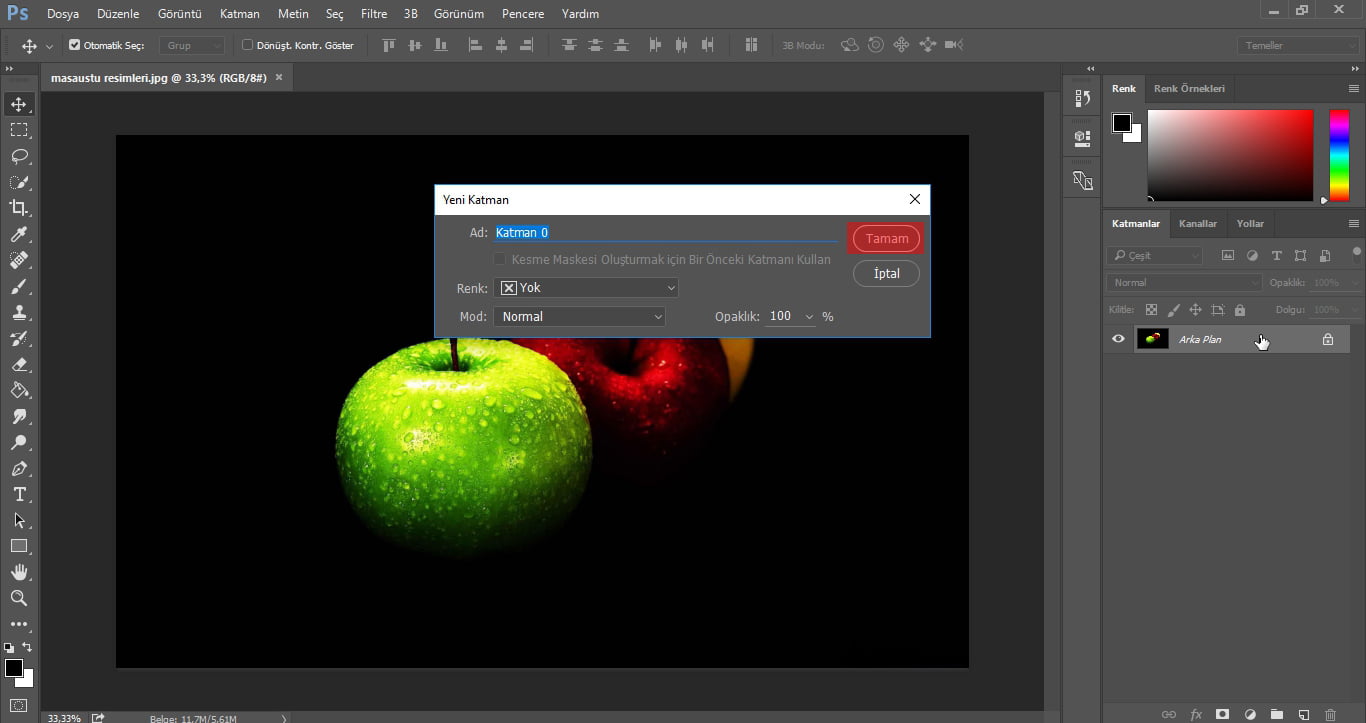 Photoshop CC Background'u Katmana Dönüştürme (Resimli Anlatım)