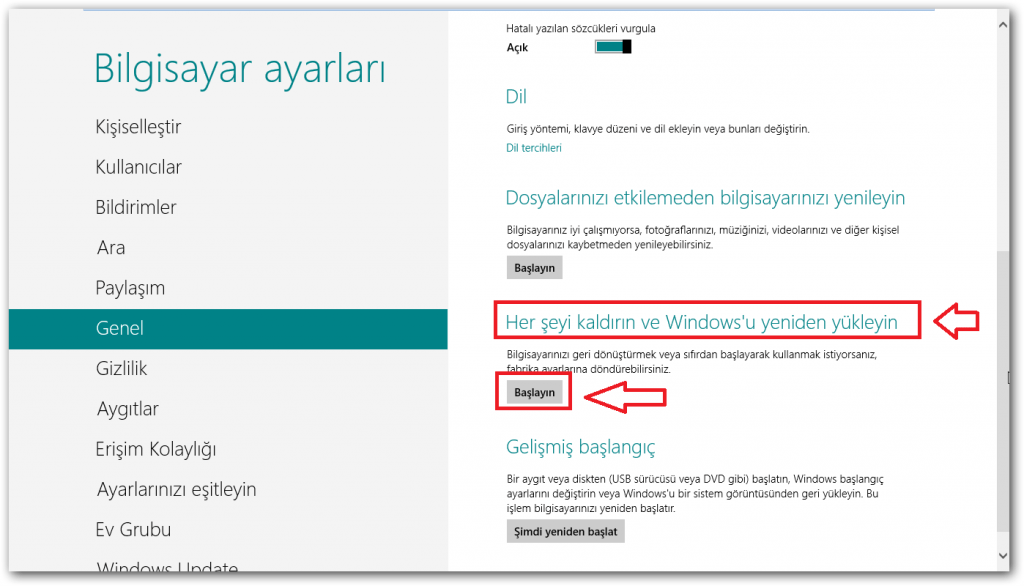 Windows 8'de Sıfırlama (Recovery) Nasıl Yapılır? (Resimli Anlatım) 5 1 - Windows 8'de Sıfırlama (Recovery) Nasıl Yapılır? (Resimli Anlatım)
