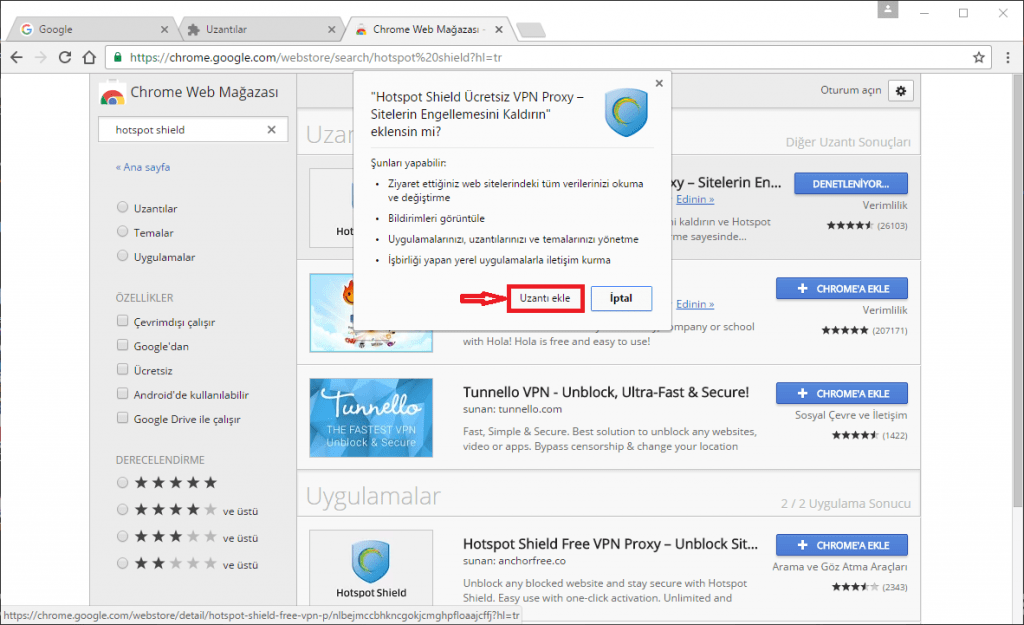 5 4 - Google Chrome’da Hotspot Shield VPN Proxy Eklentisi Nasıl Kurulur ve Kullanılır? (Resimli Anlatım)