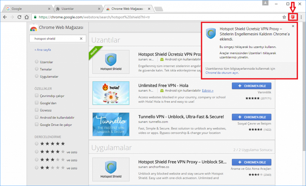 6 3 - Google Chrome’da Hotspot Shield VPN Proxy Eklentisi Nasıl Kurulur ve Kullanılır? (Resimli Anlatım)