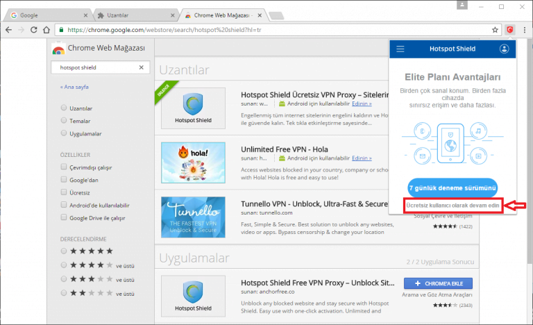 hotspot shield vpn google chrome