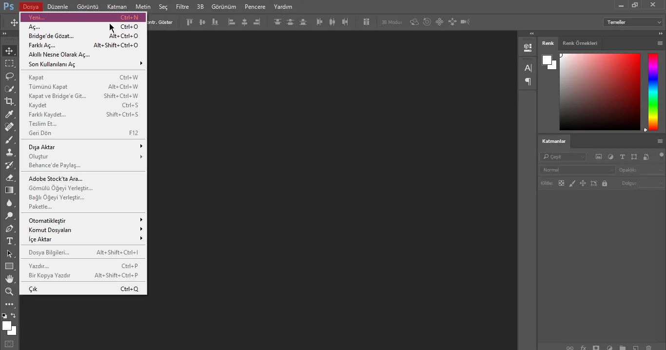 Ekran Görüntüsü 2 - Photoshop CC Yeni Sayfa Ayarları Nasıl Yapılır? (Resimli Anlatım)
