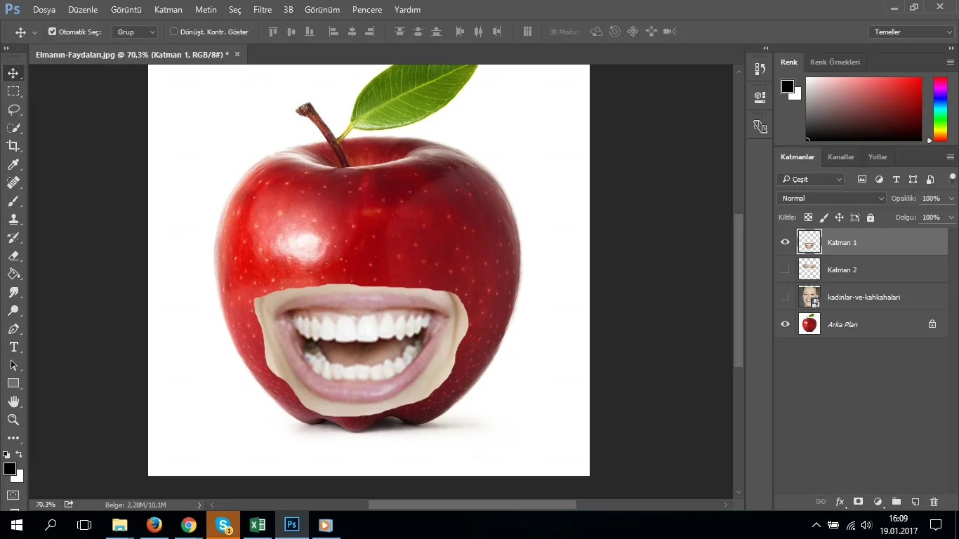 manipulasyon meyveye yuz ekleme 05 - Photoshop CC Manipülasyon Kullanımı ile Meyveye Yüz Ekleme (Resimli Anlatım)