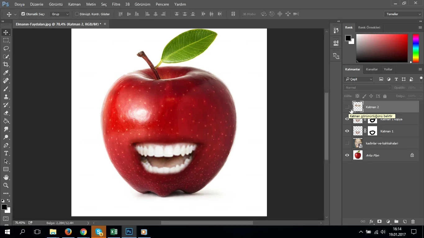 manipulasyon meyveye yuz ekleme 08 - Photoshop CC Manipülasyon Kullanımı ile Meyveye Yüz Ekleme (Resimli Anlatım)