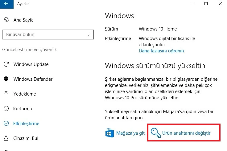 w10key1 - Windows 10 Ürün Anahtarını Değiştirmek İçin 4 Farklı Yöntem (Resimli Anlatım)