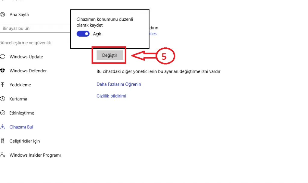 windows 10 cihazımı bul 4 - Windows 10'da Cihazımı Bul Özelliği Nasıl Aktif Edilir? (Resimli Anlatım)