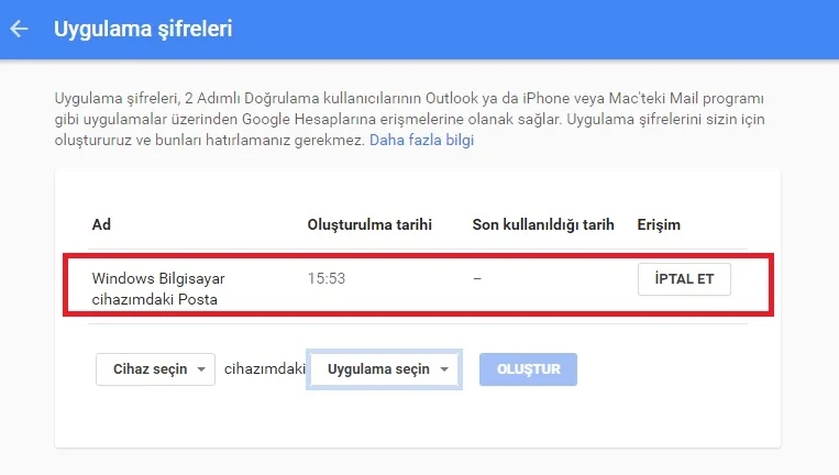 gmaile uygulama tanımlama 7 - Gmail Hesabında Uygulamaya Özel Şifre Nasıl Oluşturulur? (Resimli Anlatım)