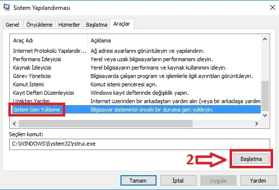 sistem geri yükleme 2 - Windows 10’da Sistem Geri Yükleme Nasıl Başlatılır? (Resimli Anlatım)