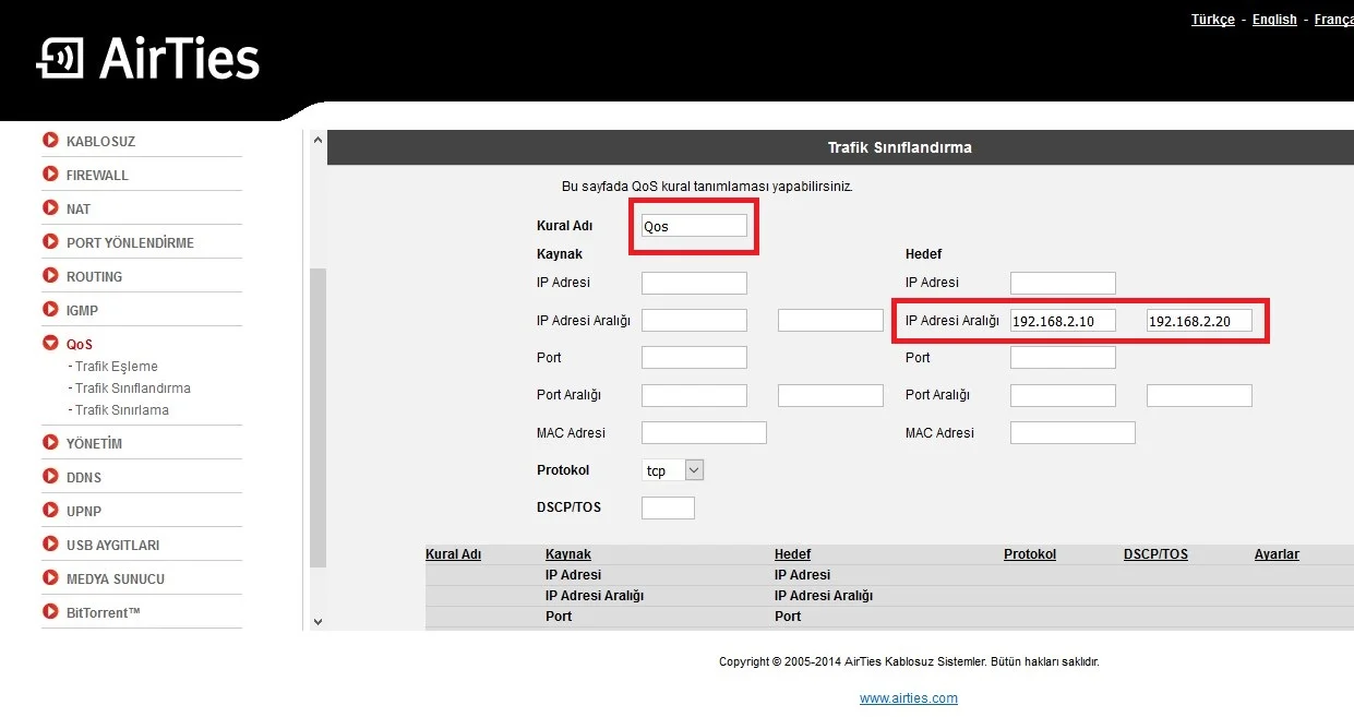 AirTies Air 5650 QoS Ayarları Nasıl Yapılır Resimli Anlatım 2 - 'AirTies Air 5650' QoS Ayarları Nasıl Yapılır? (Resimli Anlatım)