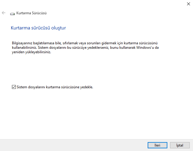 Windows 10’da Kurtarma Sürücüsü Nasıl Oluşturulur Resimli Anlatım 1