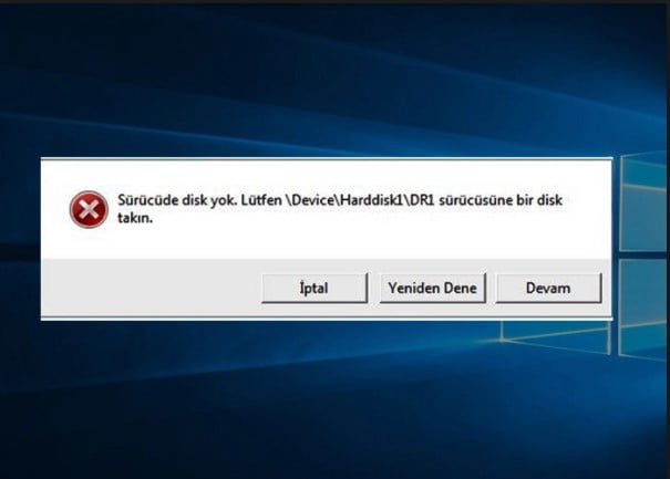 Sürücüde Disk Yok' Hatası ve Çözümü (Resimli Anlatım)