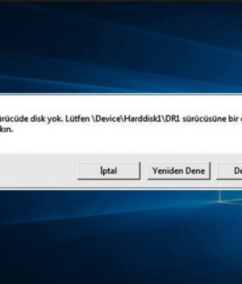 Sürücüde Disk Yok' Hatası ve Çözümü (Resimli Anlatım)