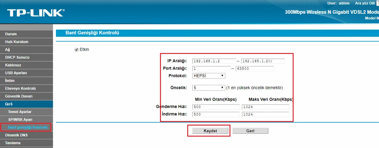 TP LINK TD W9970 Hız Sınırlandırma 4 1 - ‘TP-LINK TD-W9970’ Hız Sınırlandırma (Resimli Anlatım)