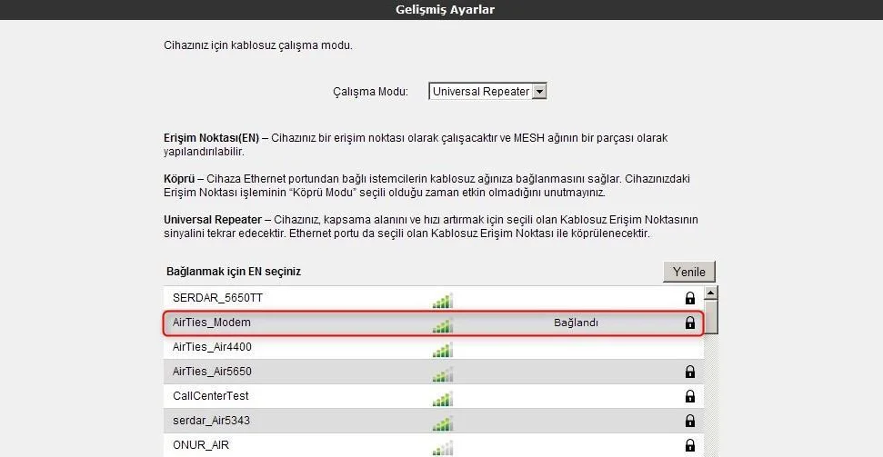 AirTies Air 4310 Universal Repeater Ayarları 6 - AirTies Air 4310 Universal Repeater Ayarları (Resimli Anlatım)