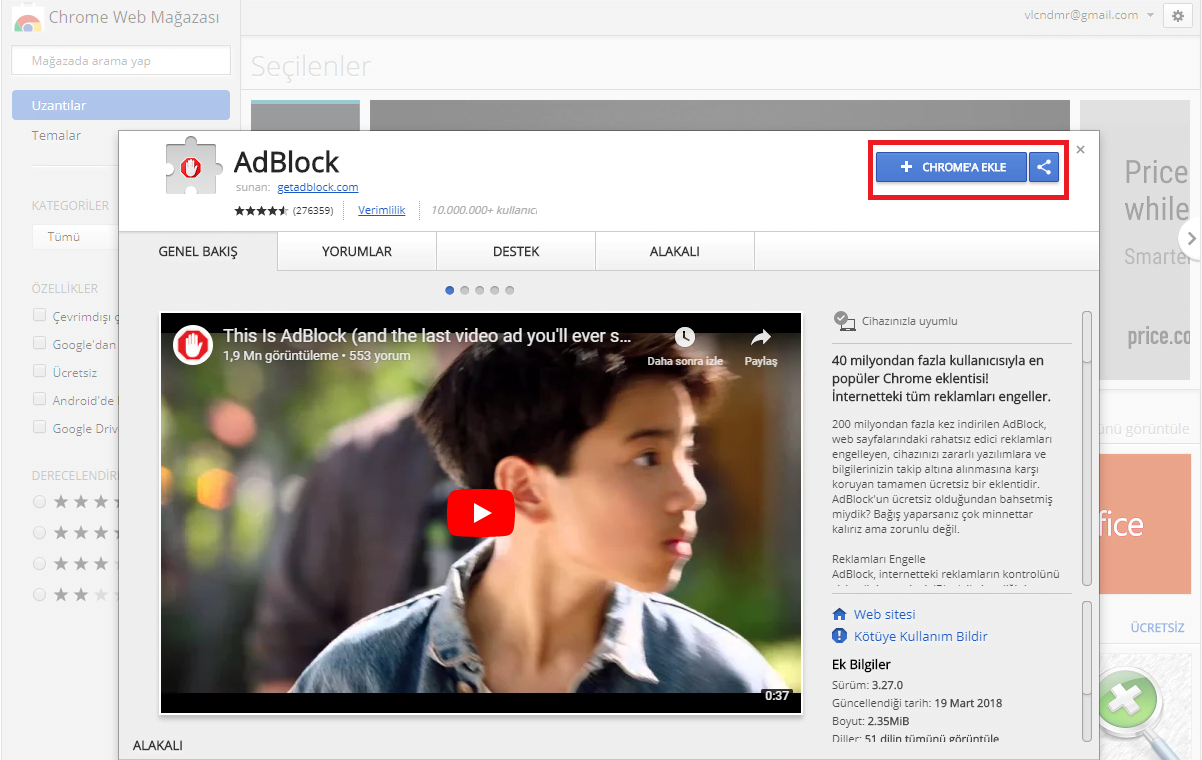Google Chrome’da YouTube Reklamlarını Engelleme 2