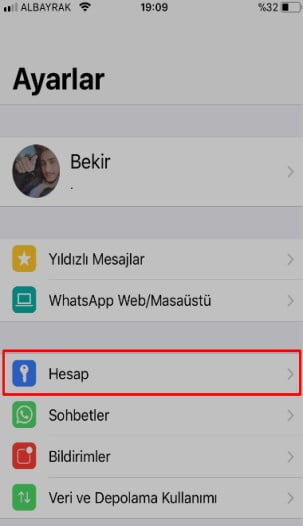 WhatsApp Hesap Silme 2