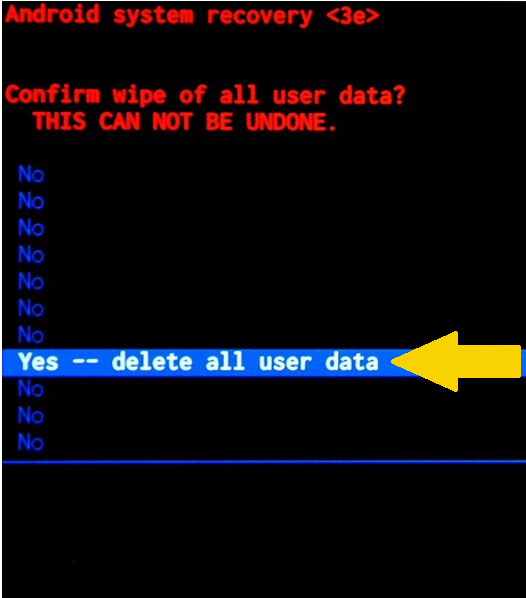 Confirm wipe of all data