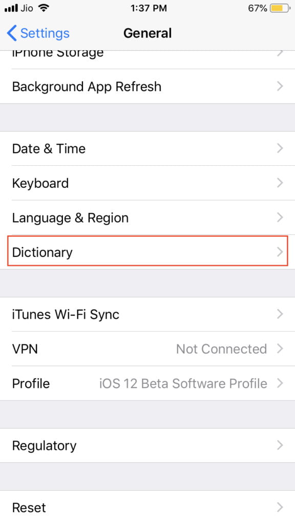 iOS 12de Thesaurusu Etkinleştirme 2