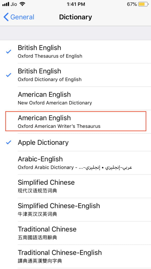 iOS 12de Thesaurusu Etkinleştirme 3