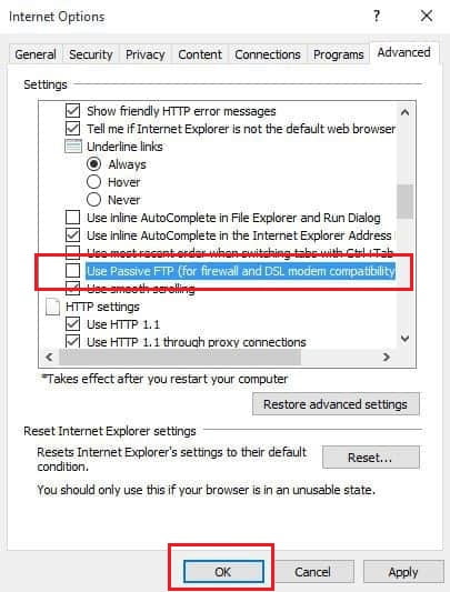 Windows 10 FTP istemcisi çalışmıyor 4
