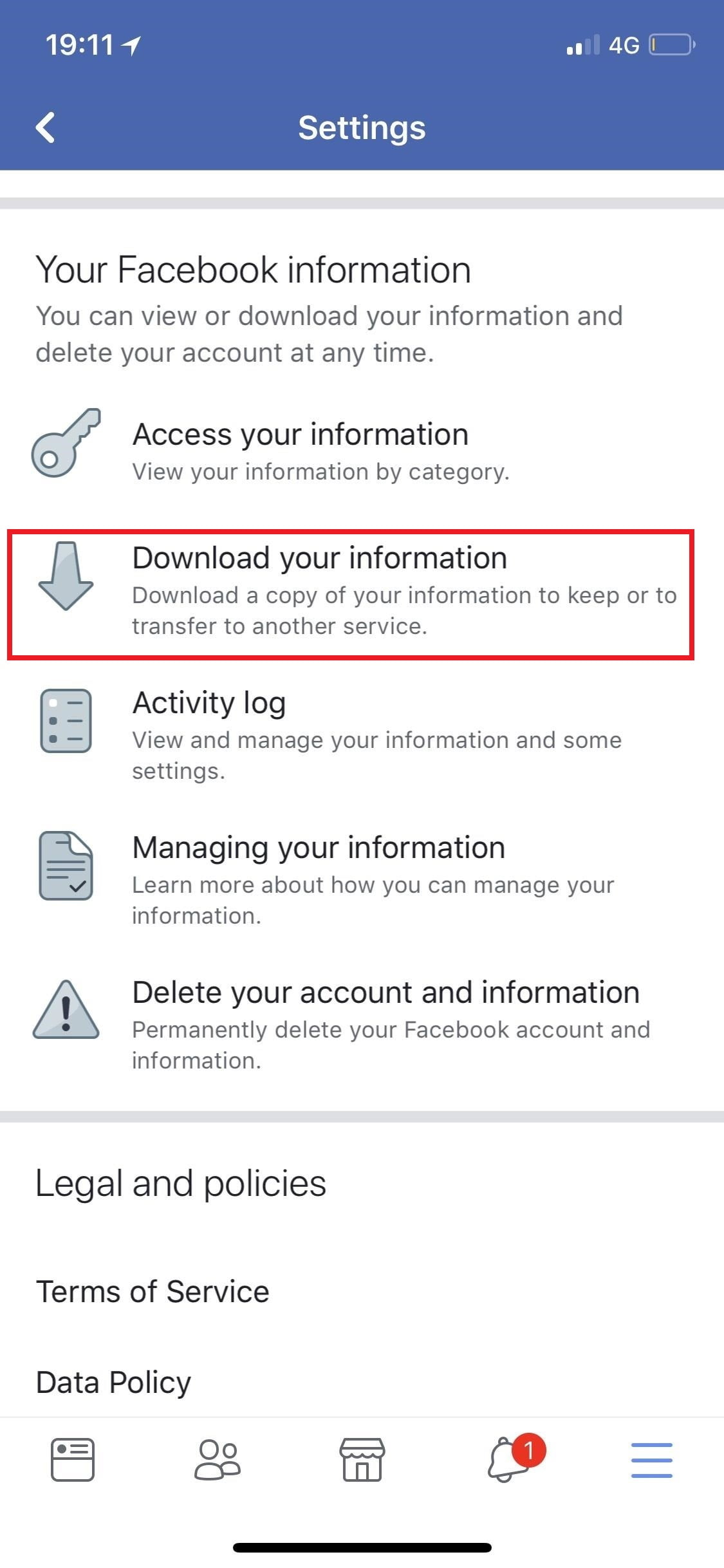 Facebook Verilerinizi Android ve iOS Uygulamasından Nasıl İndirebilirsiniz 3