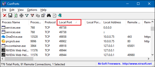 Windows 10da Açık Olan TCP IP Portlarını Bulma 7