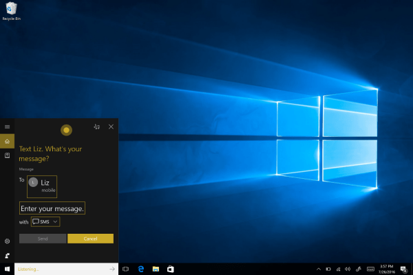 Windows 10da Cortana ile SMS Gönderme 7