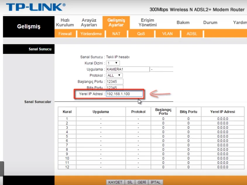 TP Link Modemlerde Port Yönlendirme 11 - TP-Link Modemlerde Port Yönlendirme Nasıl Yapılır?