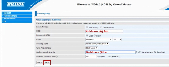 BILLION BiPAC 8400NXL R2 Modem Kurulumu 6 - BILLION BiPAC 8400NXL R2 Modem Kurulumu (Resimli Anlatım)