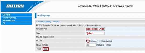 BILLION BiPAC 8400NXL R2 Modem Kurulumu 7 - BILLION BiPAC 8400NXL R2 Modem Kurulumu (Resimli Anlatım)