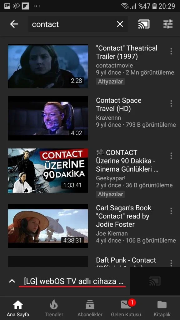 Android ve iOS YouTube Uygulaması ile LG webOS Smart TVde Ekran Paylaşımı 7 - Android ve iOS YouTube Uygulaması ile LG webOS Smart TV'de Ekran Paylaşımı!