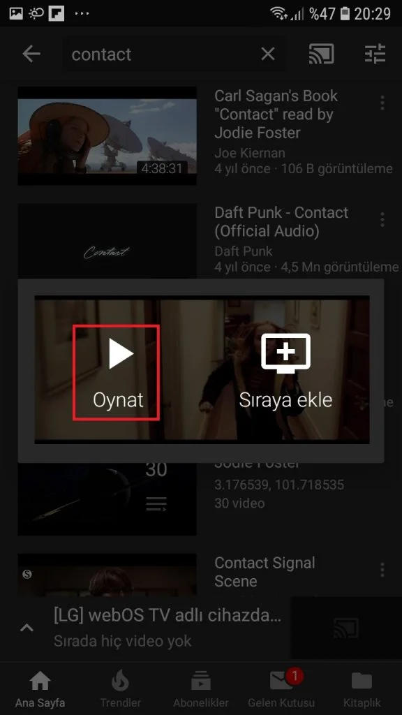Android ve iOS YouTube Uygulaması ile LG webOS Smart TVde Ekran Paylaşımı 8 - Android ve iOS YouTube Uygulaması ile LG webOS Smart TV'de Ekran Paylaşımı!