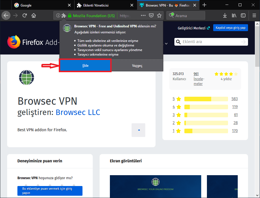 Browsec VPN Kurulumu 6