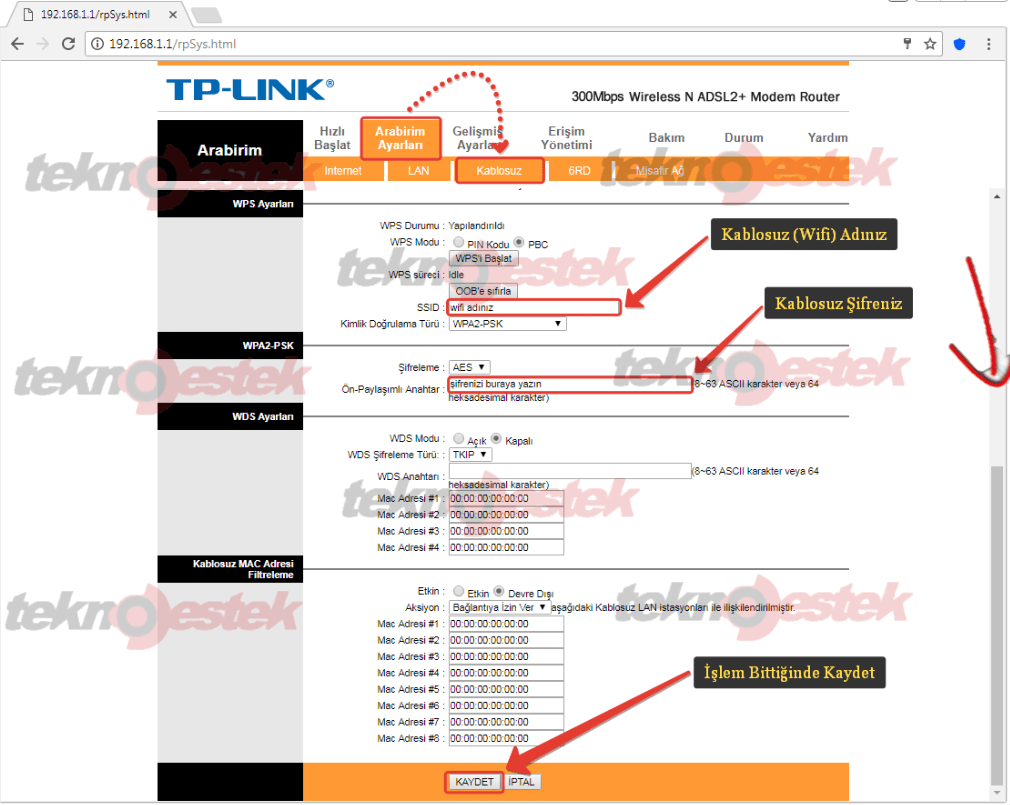 TP Link TD W8961N Modem Kablosuz Ağ Ayarları Resimli Anlatım 2