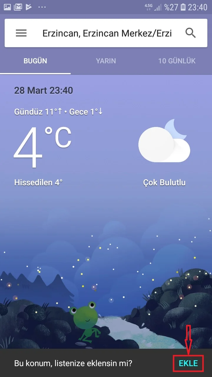 Androidde Googleın Gizli Hava Durumu Uygulamasını Ana Ekrana Nasıl Ekleme 11 - Android'de, Google'ın Gizli Hava Durumu Uygulamasını Ana Ekrana Ekleme!