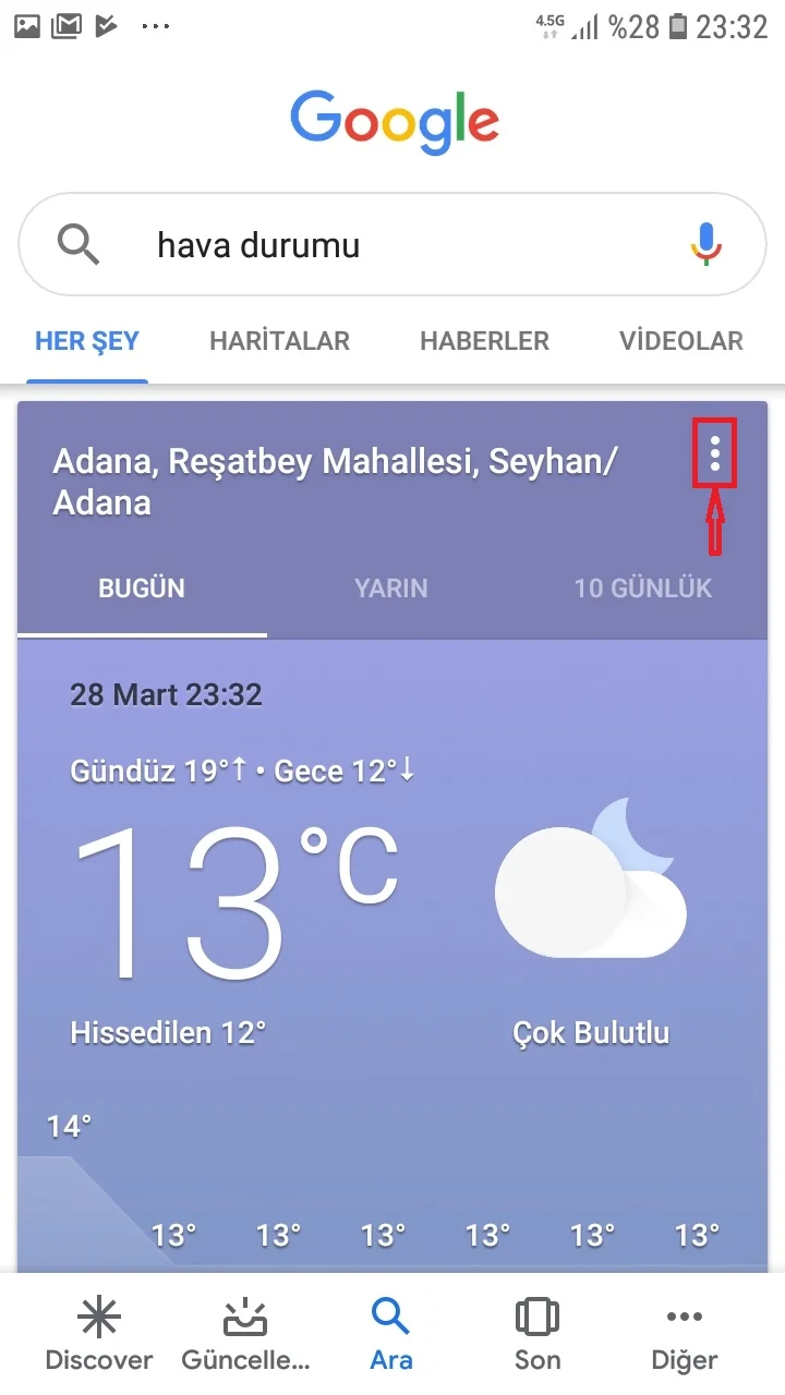 Androidde Googleın Gizli Hava Durumu Uygulamasını Ana Ekrana Nasıl Ekleme 4 - Android'de, Google'ın Gizli Hava Durumu Uygulamasını Ana Ekrana Ekleme!