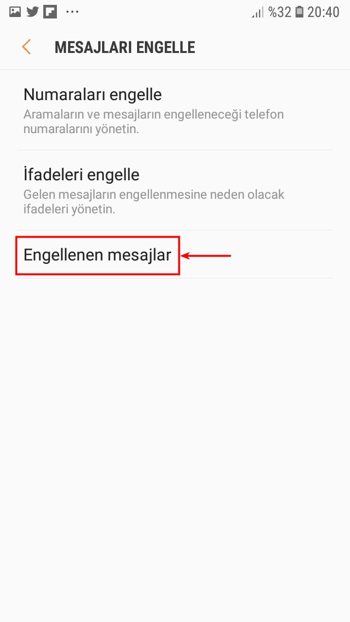 Samsung Telefonlarda SPAM SMSleri Engelleme 9