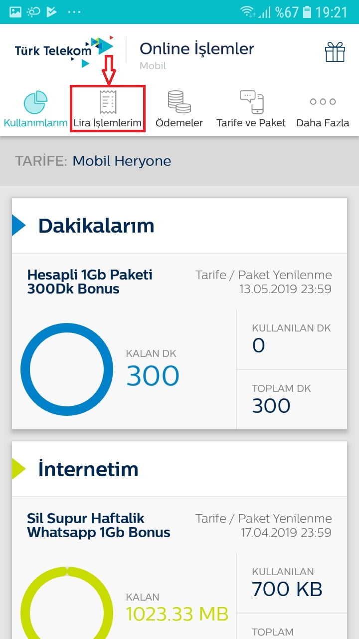 Androidde ve iOSta Türk Telekom Online İşlemler Uygulaması ile Lira Kontör Yükleme 9