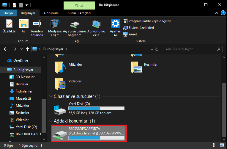 OneDriveı Windows 10da Ağ Sürücüsü Olarak Eşleme Ekleme 12