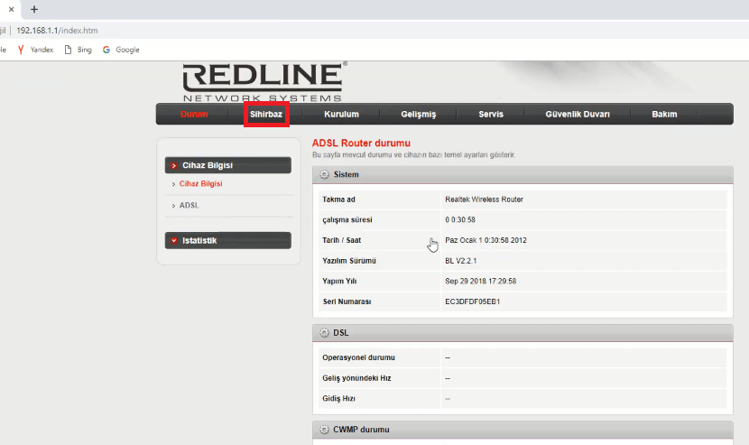 REDLINE RL WMR2300 ADSL2 Modem Kurulumu ve Kablosuz Ayarlar 3