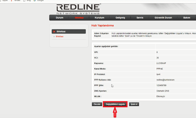 REDLINE RL WMR2300 ADSL2 Modem Kurulumu ve Kablosuz Ayarlar 9