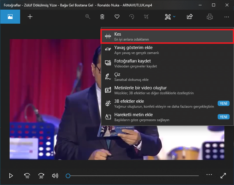 Windows 10da Fotoğraflar Uygulaması ile Videoları Kırpma Kesme 3