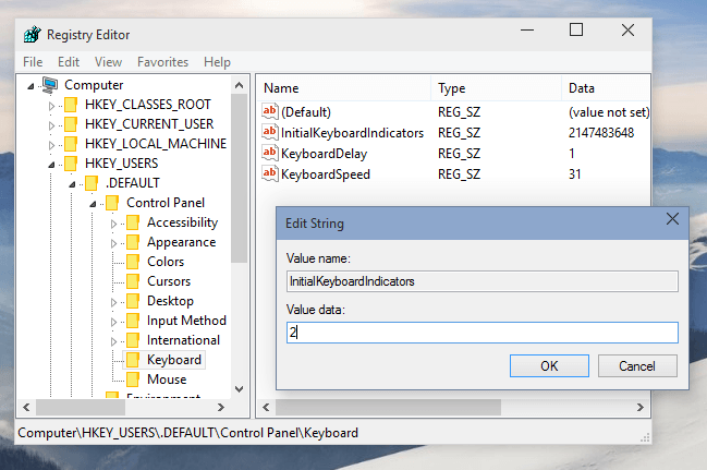 Windows 10da Başlangıçta NumLocku Etkinleştirin 1