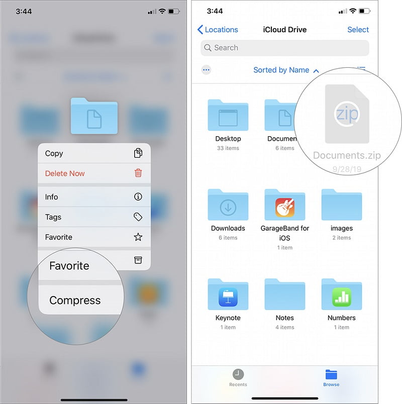 iPhone ve iPadde Dosyalar Files Uygulaması ile Dosyaları Sıkıştırma ve Açma 3