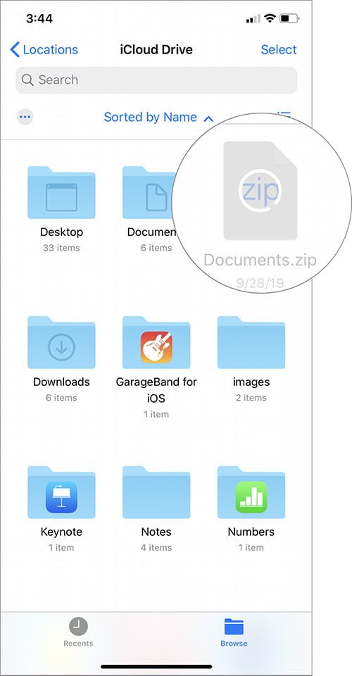 iPhone ve iPadde Dosyalar Files Uygulaması ile Dosyaları Sıkıştırma ve Açma 4