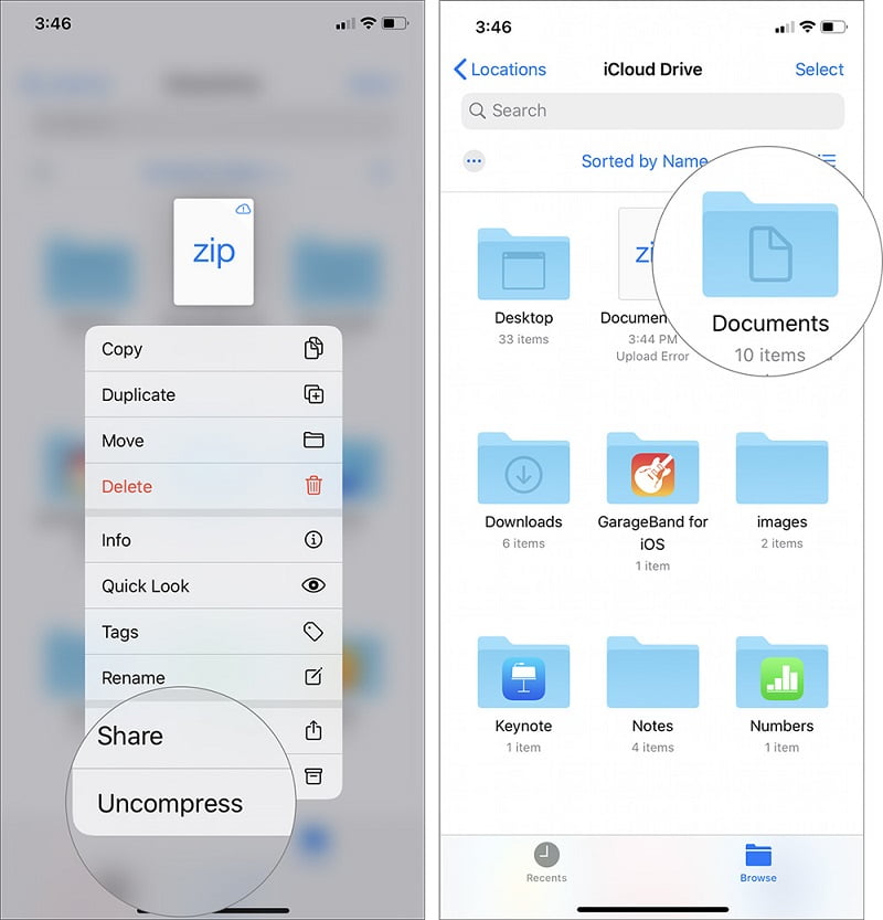 iPhone ve iPadde Dosyalar Files Uygulaması ile Dosyaları Sıkıştırma ve Açma 5