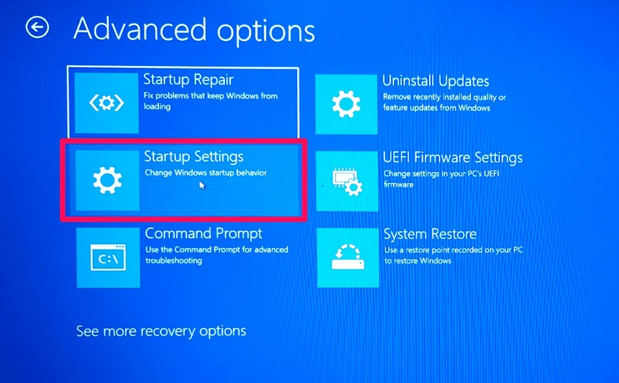 startup settings - Windows 10'u Güvenli Modda Kolayca Önyükleme