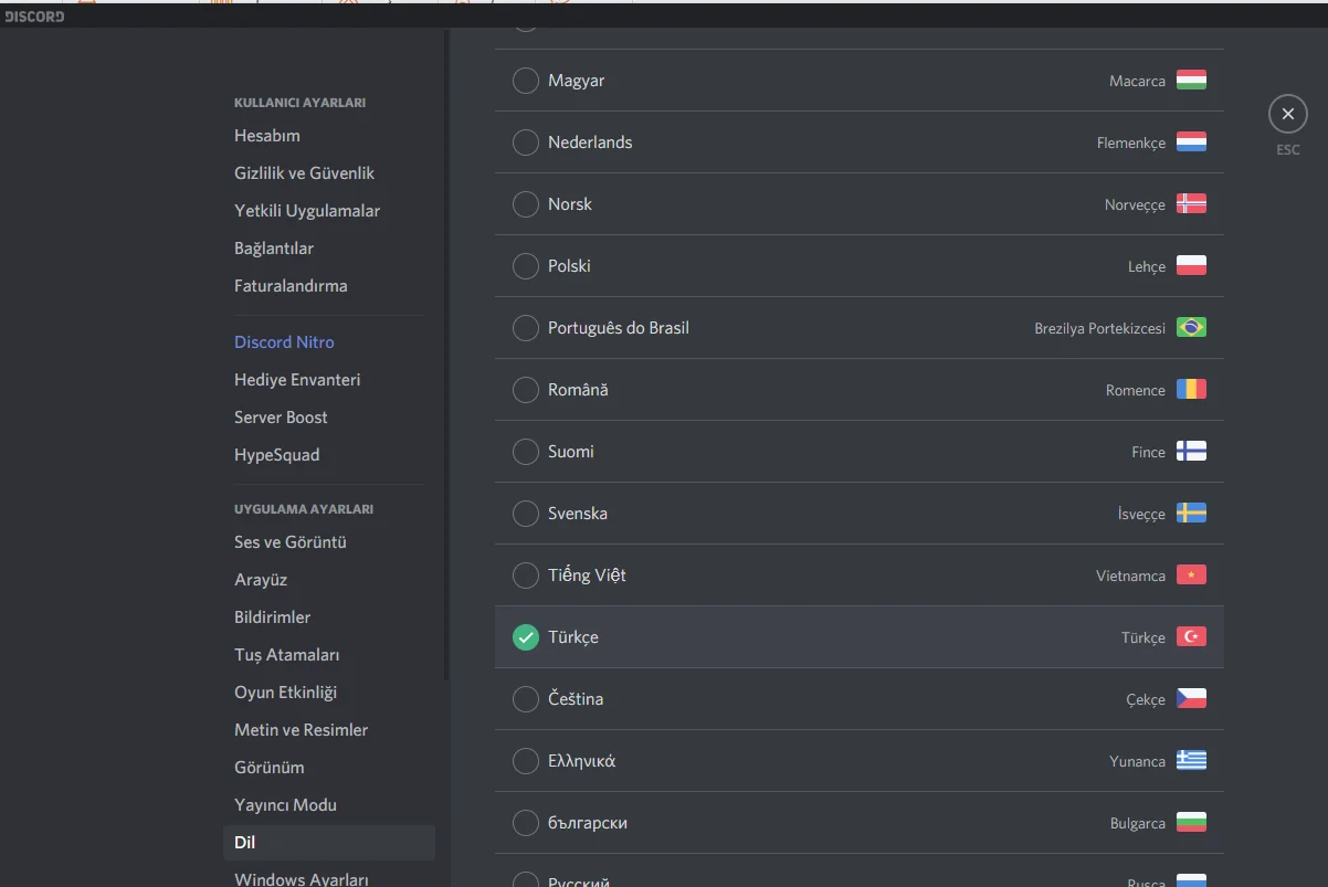 Image 3 - Discord Dil Değişitrme ve Tuş Ataması Nasıl Yapılır