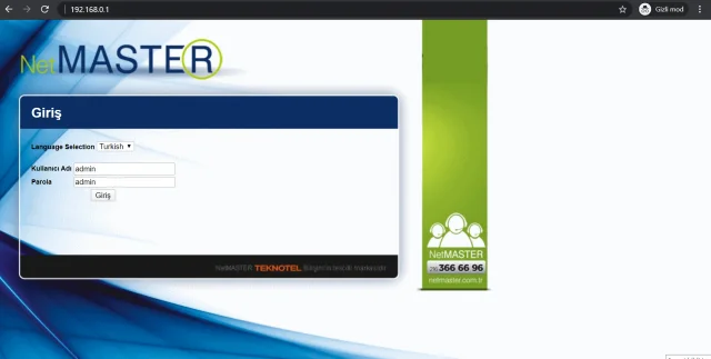 Netmaster Infinity 401 Modem Port Açma Adımları