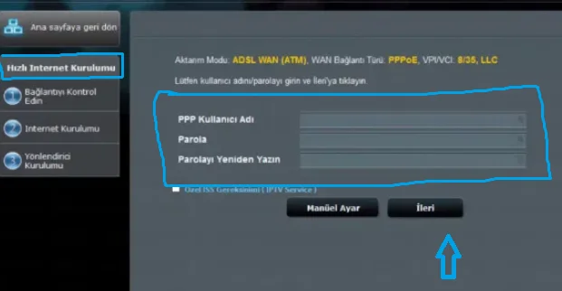 2 HIZLI KURULUM ADSL - Asus DSL-AC88U Kablosuz Hızlı Kurulum